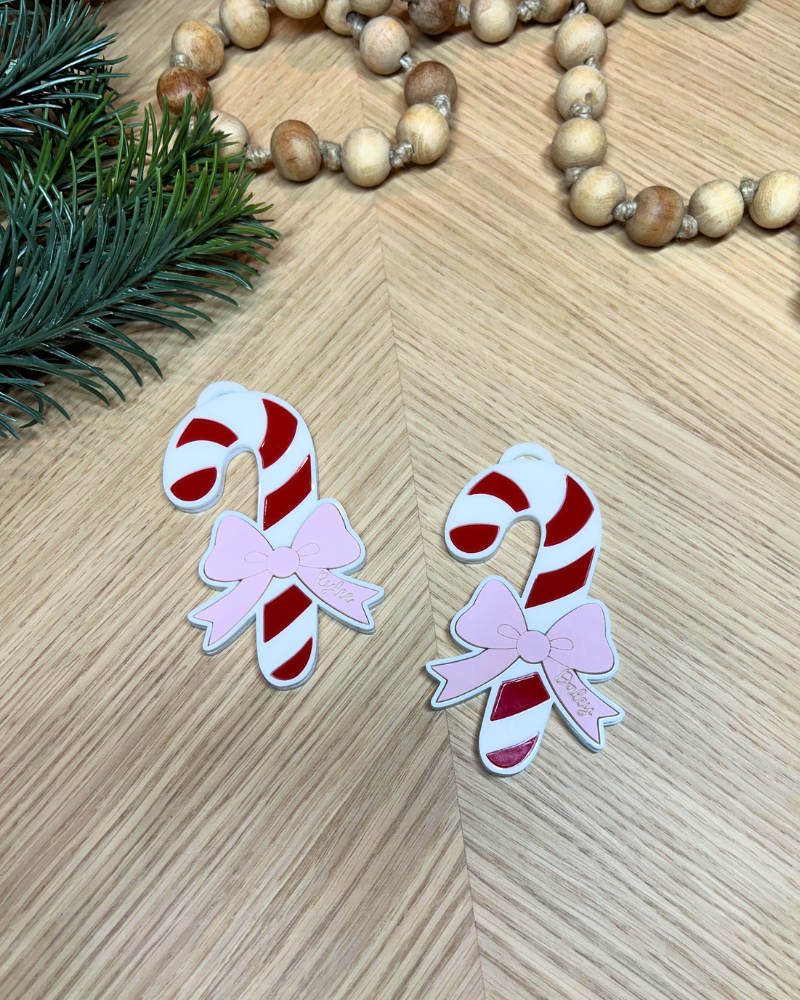 Candy Cane with Bow Ornament/Stocking Tag