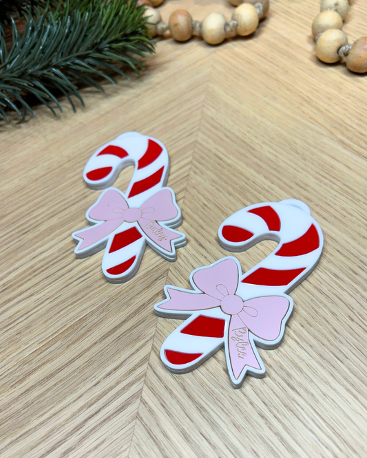 Candy Cane with Bow Ornament/Stocking Tag