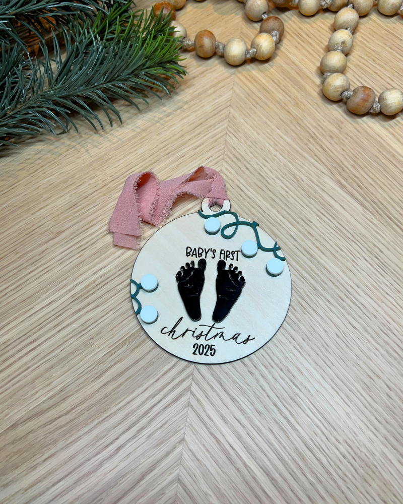 Baby's First Christmas with Feet and Lights